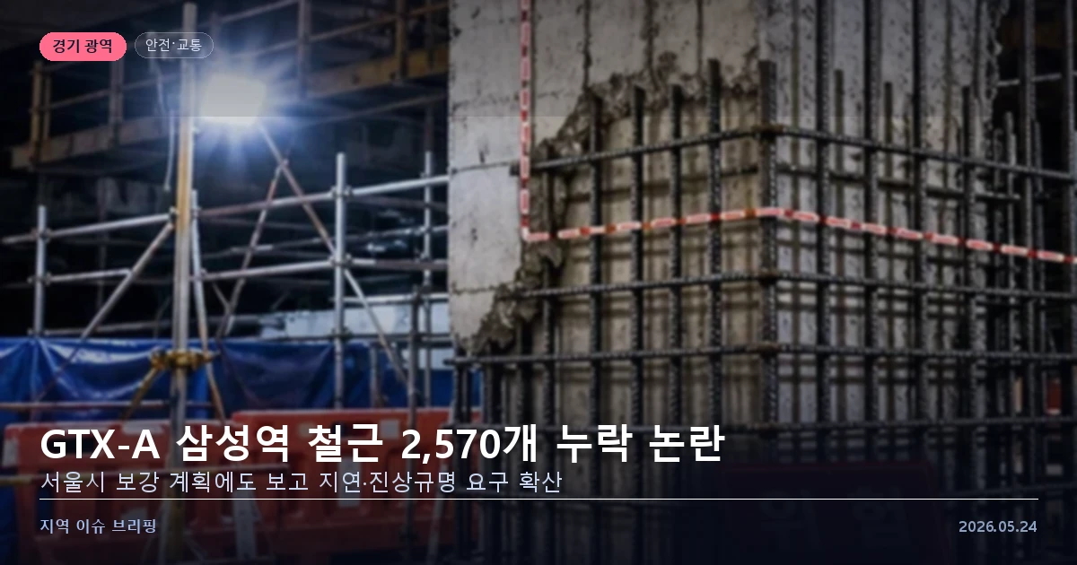 GTX-A 삼성역 지하 공사 현장 철근 누락 안전 사고
