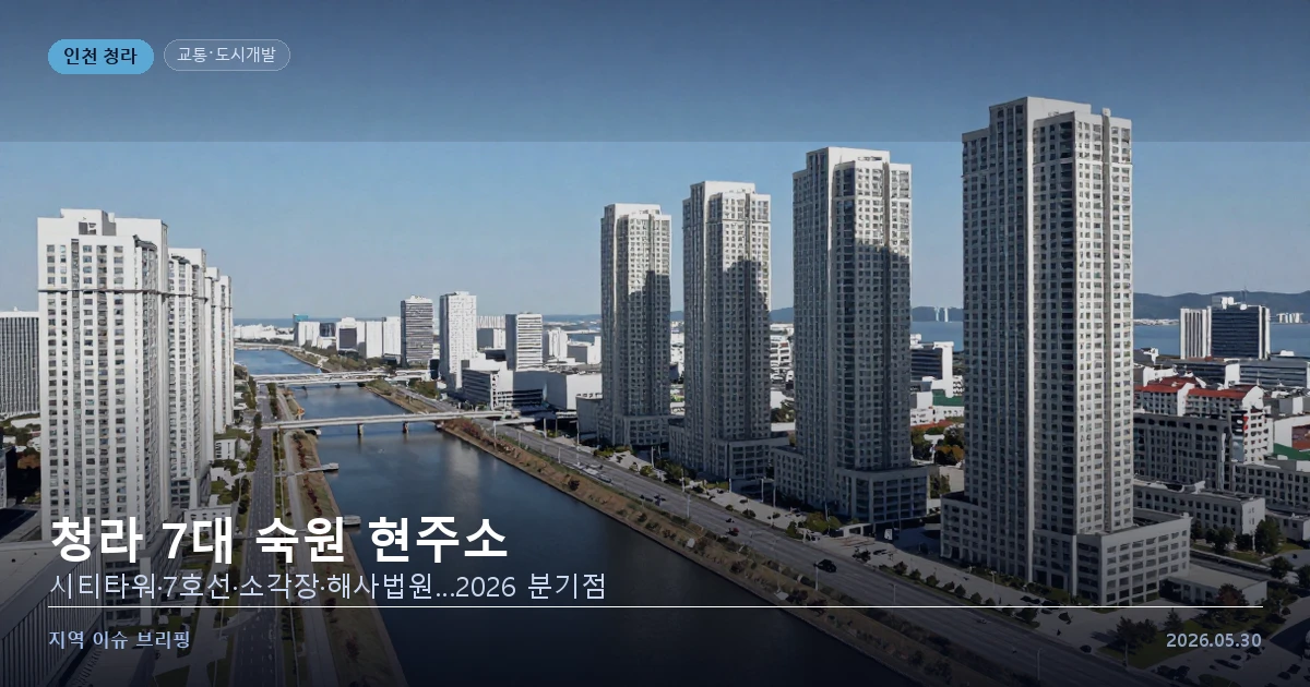 인천 청라국제도시 시티타워 7호선 숙원 현안